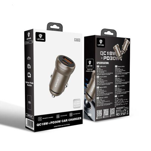 Lenyes CA63 Hızlı Şarj Özellikli Dual USB-A + Type-C Portlu PD Araç Şarj Aleti 30W
