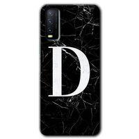 Vivo Y11s Kılıf HD Desen Baskılı Arka Kapak - Siyah Mermer Desenli D Harfi