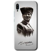 Huawei Y6 2019 Kılıf Kapak - Mustafa Kemal Atatürk +Hayalet Ekran Yandan Gözükmez