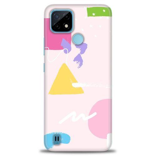 Realme C21 Kılıf HD Baskılı Kılıf - Üçgen Kare + Tam Ekran Koruyucu