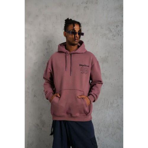 Erkek 98 Baskılı Kapşonlu Sweat - Gül Kurusu