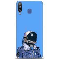 Samsung Galaxy M30 Kılıf HD Baskılı Kılıf - Mavi Astronot + Tam Ekran Koruyucu