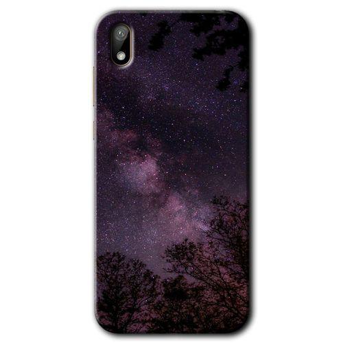 MRCİLETİSİM Huawei Y5 2019 Kılıf HD Desen Baskılı Arka Kapak + Temperli Cam - Gece Galaksi