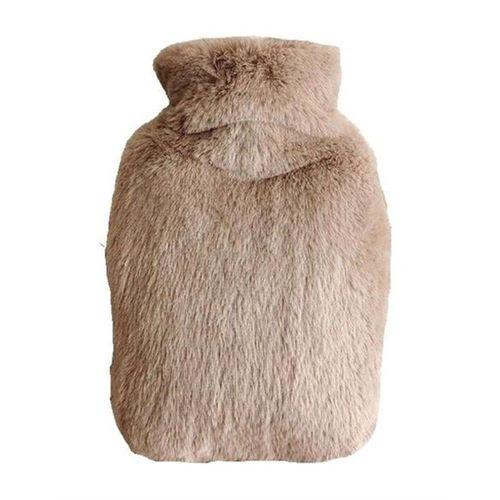 2 Adet Sıcak Su Torbası Yan Cepli Bej  Peluş Termofor 27X17X2Cm  1 Litre
