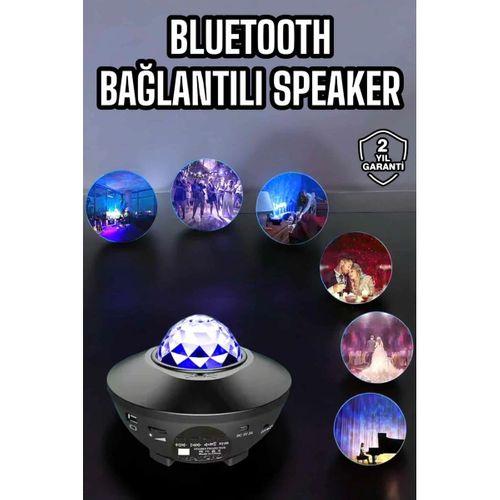 Çocuklara Özel Şarjlı Bluetooth Hoparlör Parti Led Lambası Yıldızlı Projeksiyon