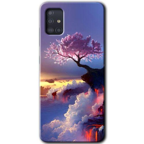 Galaxy A51 Kılıf HD Desen Baskılı Arka Kapak - Wash Red Wall + Kırılmaz Cam