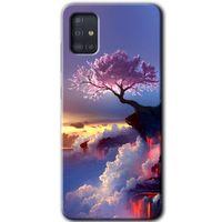 Galaxy A51 Kılıf HD Desen Baskılı Arka Kapak - Wash Red Wall + Kırılmaz Cam