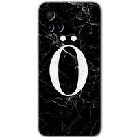 Vivo Y21 Kılıf HD Desen Baskılı Arka Kapak - Siyah Mermer Desenli Ö Harfi + Kırılmaz Cam