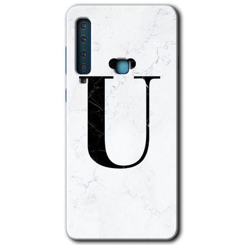 Galaxy A9 2018 Kılıf HD Desen Baskılı Arka Kapak - Beyaz Mermer Desenli Ü Harfi