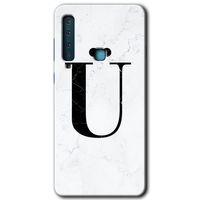 Galaxy A9 2018 Kılıf HD Desen Baskılı Arka Kapak - Beyaz Mermer Desenli Ü Harfi