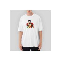 Muhammed Ali Mozaik Oversize Beyaz Tişört