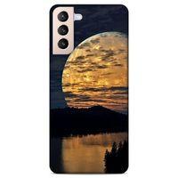 Lopard Samsung Galaxy S21 Plus Uyumlu Kılıf Gece'S (49) Ultra Silikon Kılıf Ay Yansıması