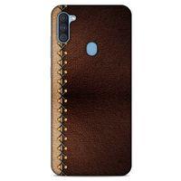 Samsung Galaxy A11 Kılıf Patchwork (21) Koruyucu Kapak Kahve Gold