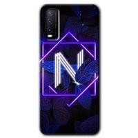 Vivo Y20 Kılıf HD Desen Baskılı Arka Kapak - Dark Neon Yaprak N Harfi + Kırılmaz Cam