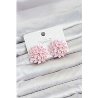 Pembe Renk Kristal Taşlı Çiçek Model Kadın Küpe