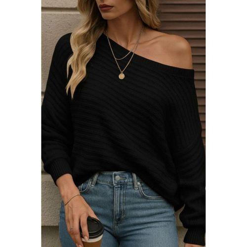 Kadın Uzun Kollu Tek Omuzu Açık Triko Bluz