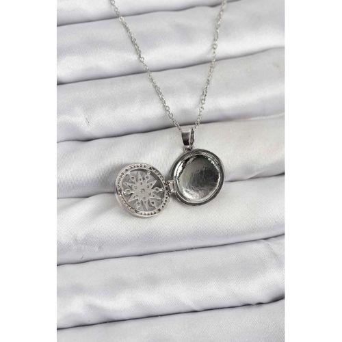 316L Çelik Zincir Gümüş Renk Kutup Yıldızı Kapaklı Model Kadın Kolye