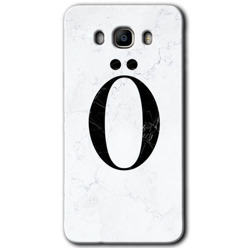 MRCİLETİSİM Samsung Galaxy J7 2016 Kılıf HD Desen Baskı Arka Kapak + Temperli Cam - Beyaz Mermer Desenli Ö Harf