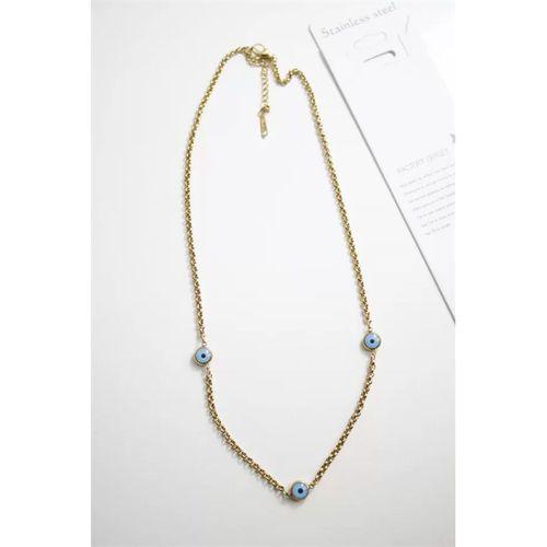 Nazar Boncuk Çelik Kolye - Altın