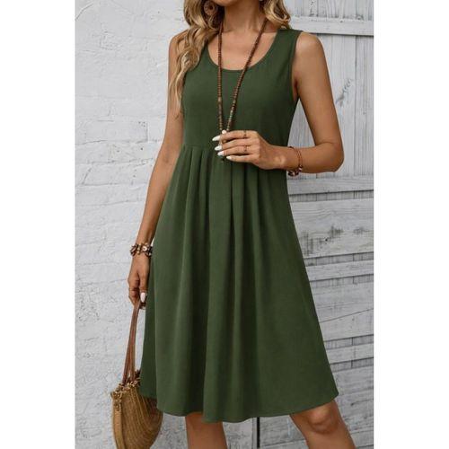 Kadın Askılı Yuvarlak Yakalı önden Pileli Kısa Aerobin Elbise