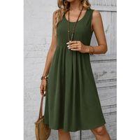 Kadın Askılı Yuvarlak Yakalı önden Pileli Kısa Aerobin Elbise