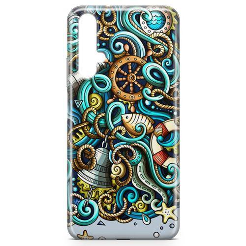 Honor View 20 Kılıf Deniz Malzemeleri Doodle Arka Kapak Koruma Desenli Full Koruyucu