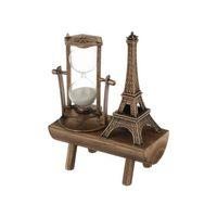 Retro Eyfel Kulesi Ve Kum Saati Dekoratif Ahşap Görünümlü Masa Biblosu