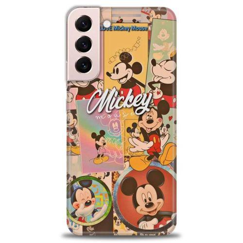 Samsung Galaxy S22 Plus Kılıf HD Baskılı Kılıf - I Love Mickey + Tam Ekran Koruyucu