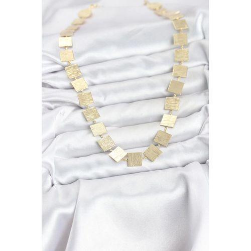 Kare Plaka Model Gold Renk Kadın Kolye