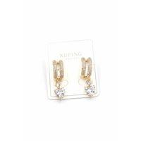 Kalp Taşlı Küpe - Altın