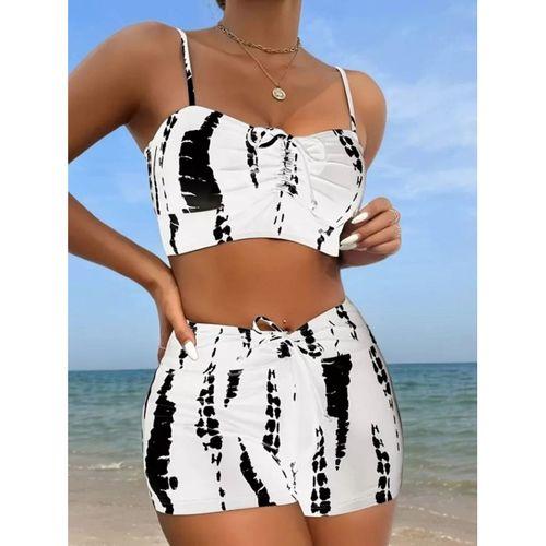 Pilelistore Kadın Büzgü Detay Askılı Crop Mini Tayt Ikili Takım