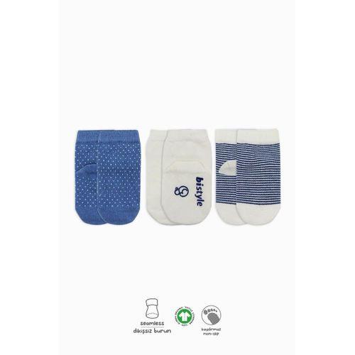 Bistyle Bistyle Puanlı Kaymaz Penye Soket Çorap 3'Lü BS10108 İndigo