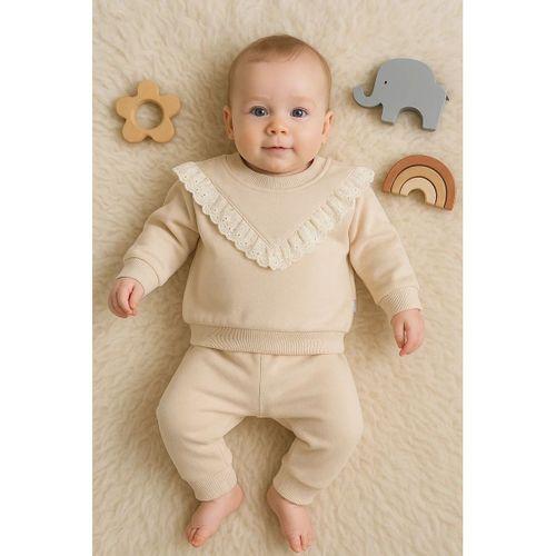 Fisto Detaylı Pamuklu 2'li Kız Bebek Takımı
