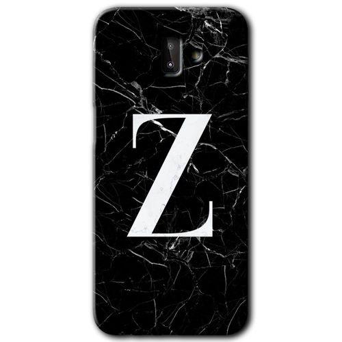 Samsung Galaxy J8 Kılıf HD Desen Baskılı Arka Kapak + Temperli Cam - Siyah Mermer Desenli Z Harfi