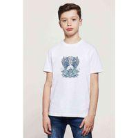Beyaz Ve Mavi Kafatası Baskılı Unisex Çocuk Beyaz t-shirt