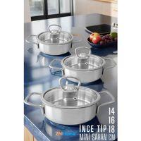 Zhlhome Kapaklı Sahan Tencere Maxi 3 lü Set 14-16-18 Cm