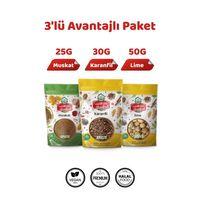 3'lü Gurme Baharat Seti Kurutulmuş Limon (Lime) 50g Muskat 25g Tane Karanfil 30g