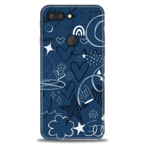 General Mobile GM 9 Pro Kılıf HD Baskılı Kılıf - Notalar ve Kalpler Mavi + Tam Ekran Koruyucu