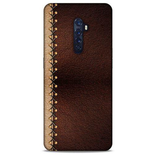 Oppo Reno 2 Kılıf Patchwork (21) Koruyucu Kapak Kahve Gold