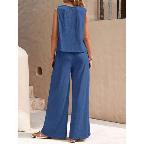 Kadın Sıfır Kollu Bisiklet Yaka Aerobin Bluz Ve Pantolon Ikili Takım