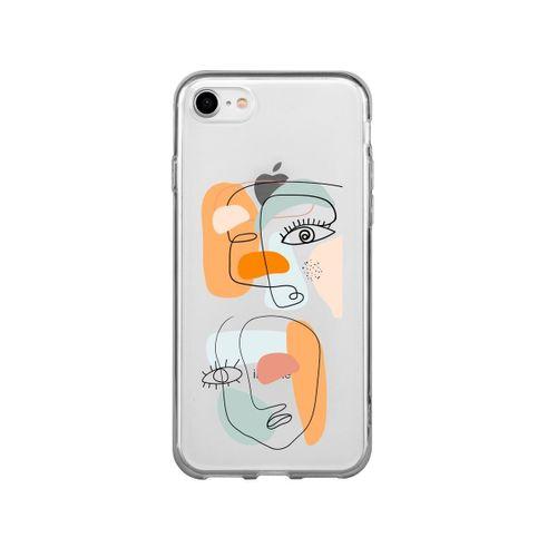 iPhone 7 Colored Art Desenli Premium Şeffaf Silikon Kılıf