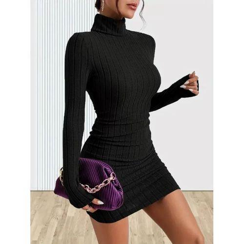 Pilelistore Kadın Uzun Kollu Balıkçı Yaka Kısa şardonlu Kaşkorse Elbise