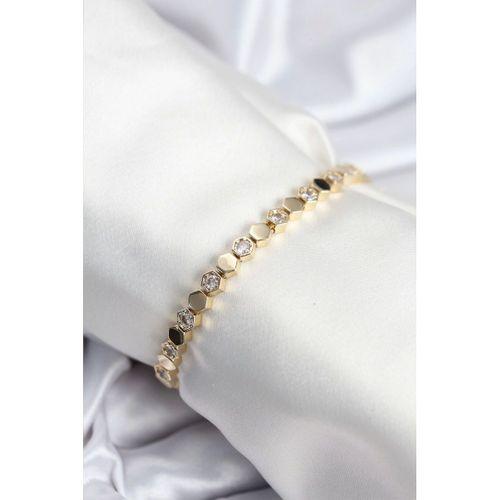 Pirinç VIP Seri Gold Renk Petek Model Kadın Bileklik