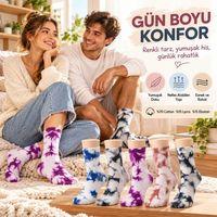 Unisex Batik Desenli Çorap 5'li Set Pamuklu Renkli Uzun Soket Dikişsiz Nefes Alan Günlük Spor Çorabı