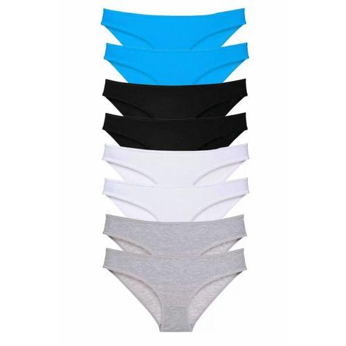 8 adet Süper Eko Set Likralı Kadın Slip Külot Siyah Gri Beyaz Mavi