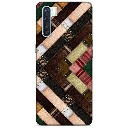 Oppo A91 Kılıf Patchwork (7) Telefon Kılıfı Koyu Kahverengi