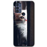 TCL 30 SE Kılıf HD Desen Baskılı Arka Kapak - Kedi Bakışı