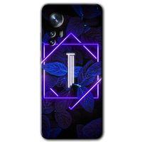 Xiaomi Mi 12 Pro Kılıf HD Desen Baskılı Arka Kapak - Dark Neon Yaprak I Harfi + Kırılmaz Cam