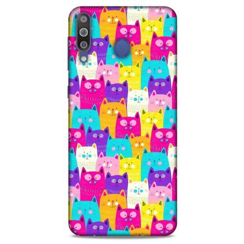 Lopard Samsung Galaxy M30 Uyumlu Kılıf Kediler (34) Slim Armor Kılıf Rengarenk
