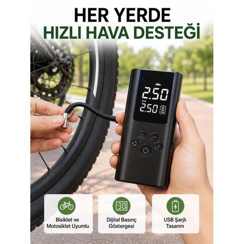 Led Işıklı Dijital Hava Pompası Araba Bisiklet Uyumlu